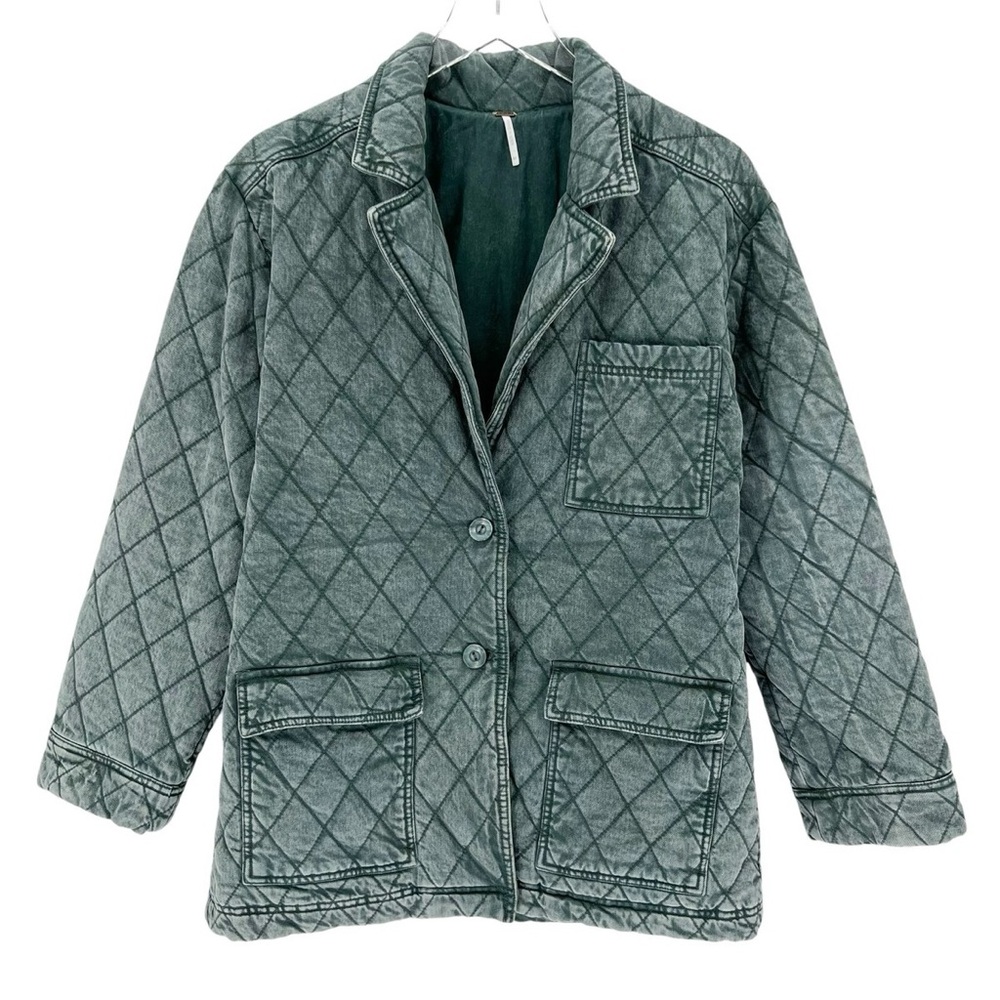 YBF young broke fabulous Quilted Green Jacket coat